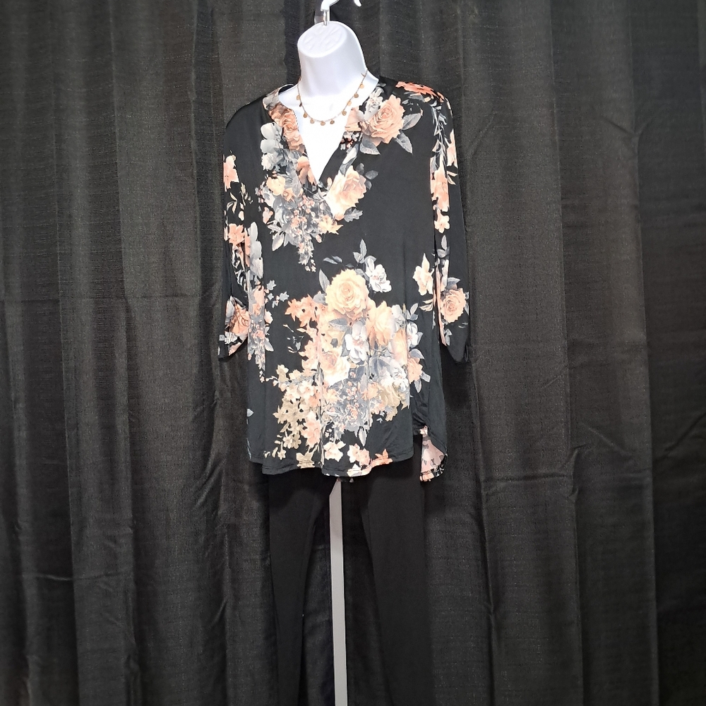 Floral Black Women's Top